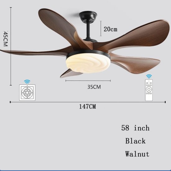 Noiseless ABS Fan Blades 48'' 58''Home Decorative Ceiling Fan With Lamp Reversible Motor Suitable for Summer and Winter