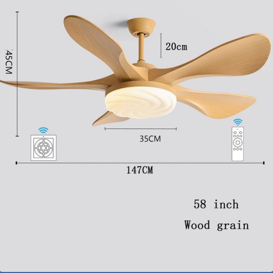 Noiseless ABS Fan Blades 48'' 58''Home Decorative Ceiling Fan With Lamp Reversible Motor Suitable for Summer and Winter