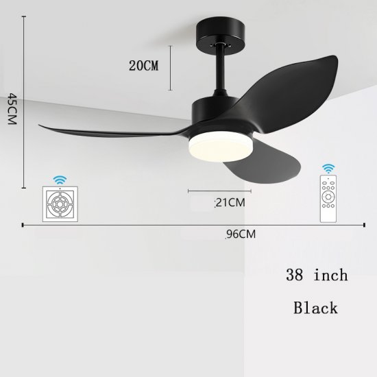 Modern Simple 38 Inch 48 Inch Pure Copper DC Motor Remote Control ABS Blade Led Ceiling Fan With Light