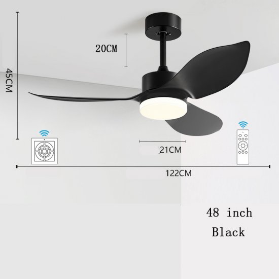 Modern Simple 38 Inch 48 Inch Pure Copper DC Motor Remote Control ABS Blade Led Ceiling Fan With Light