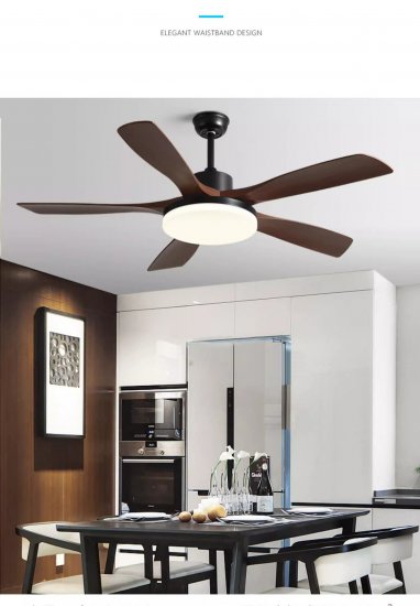 56 Inch Three Color Temperature Optional ABS Blade Double Control Decoration Ceiling Fan Light