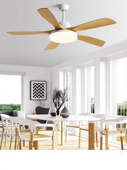 56 Inch Three Color Temperature Optional ABS Blade Double Control Decoration Ceiling Fan Light