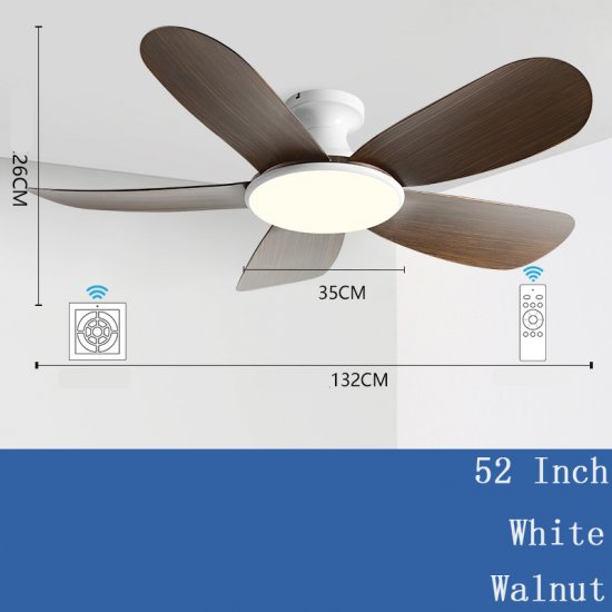 52'' Modern Luxury Led 5 ABS Blades Ceiling Fan wood grain Ceiling Fan With Light