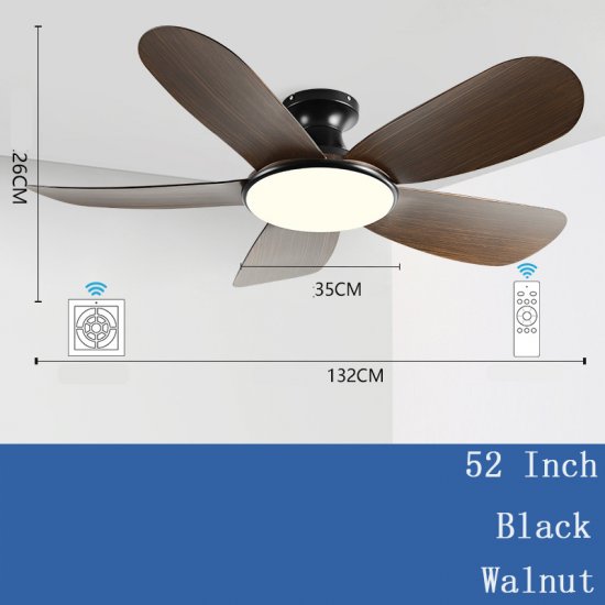 52'' Modern Luxury Led 5 ABS Blades Ceiling Fan wood grain Ceiling Fan With Light