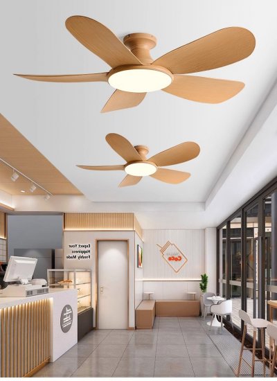 52'' Modern Luxury Led 5 ABS Blades Ceiling Fan wood grain Ceiling Fan With Light