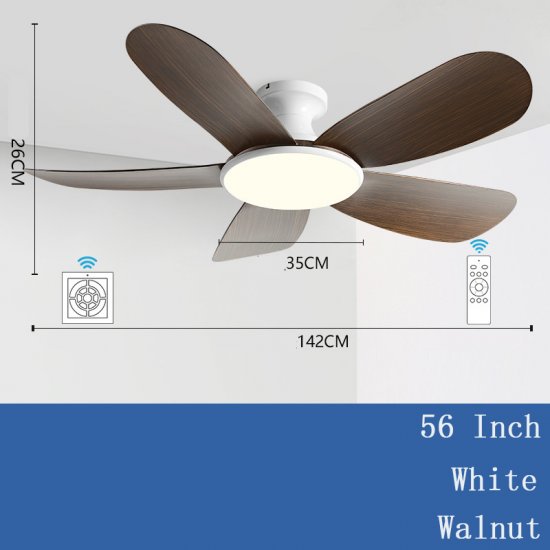 58'' Modern Luxury Led 5 ABS Blades Ceiling Fan wood grain Ceiling Fan With Light