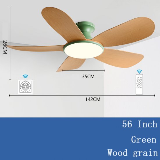 58'' Modern Luxury Led 5 ABS Blades Ceiling Fan wood grain Ceiling Fan With Light