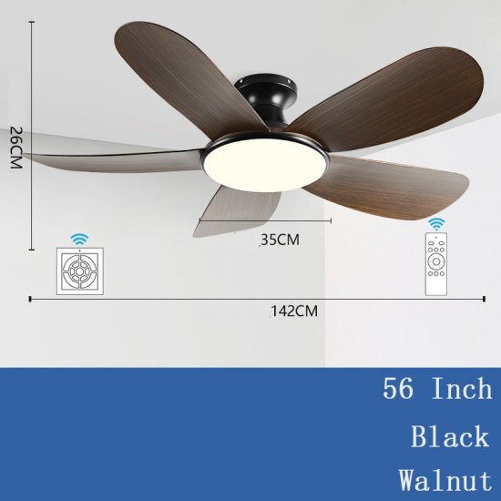 58'' Modern Luxury Led 5 ABS Blades Ceiling Fan wood grain Ceiling Fan With Light