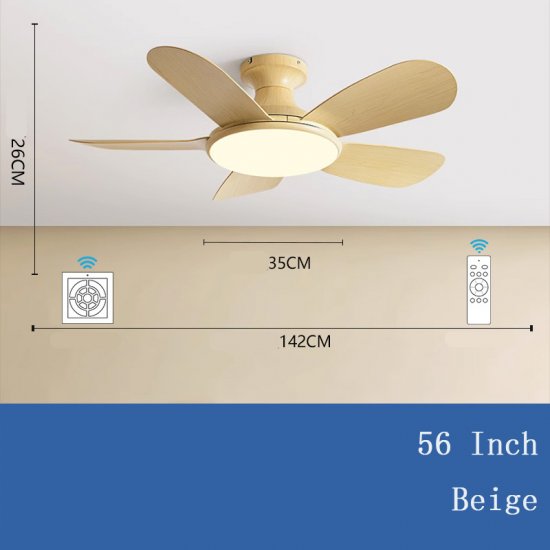 58'' Modern Luxury Led 5 ABS Blades Ceiling Fan wood grain Ceiling Fan With Light