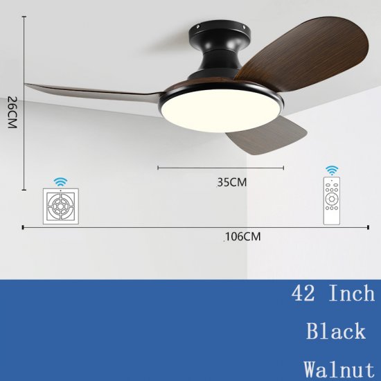 42'' Modern Luxury Led 3 ABS Blades Ceiling Fan wood grain Ceiling Fan With Light