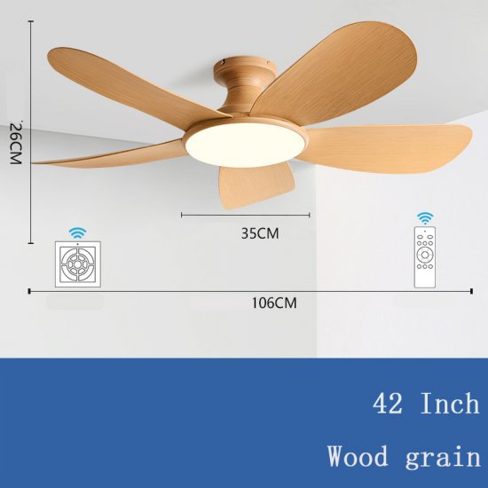 42'' Turning Material ABS Modern Luxury Led Ceiling Fan wood grain Ceiling Fan With Light