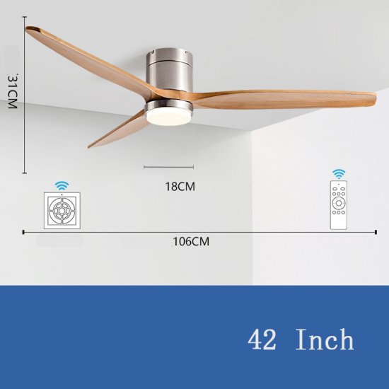 High quality retro ceiling fan 42 inch wood leaf energy-saving BLDC ceiling fan with 24W LED light