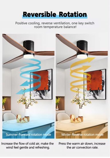 High quality retro ceiling fan 42 inch wood leaf energy-saving BLDC ceiling fan with 24W LED light