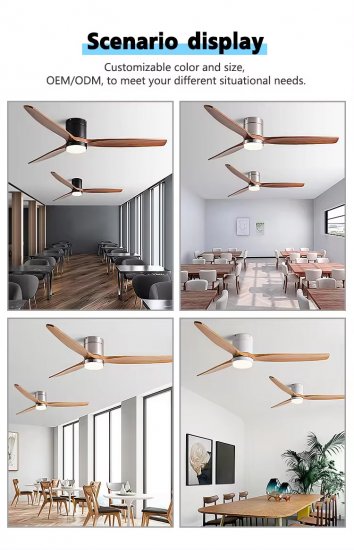 High quality retro ceiling fan 42 inch wood leaf energy-saving BLDC ceiling fan with 24W LED light