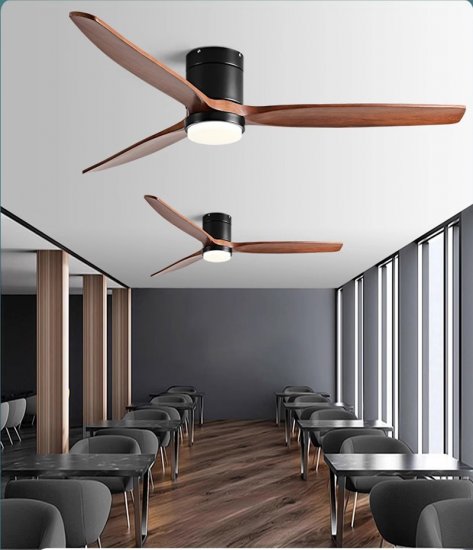 Factory direct sales 60 inch DC ceiling fan with wooden leaf remote control American retro living room ceiling fan