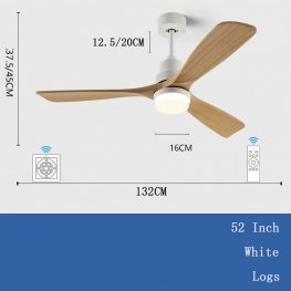 42 52 Inch Modern Indoor Decorative Lighting Solid Wood Blade Remote Control Led Ceiling Fan With Light