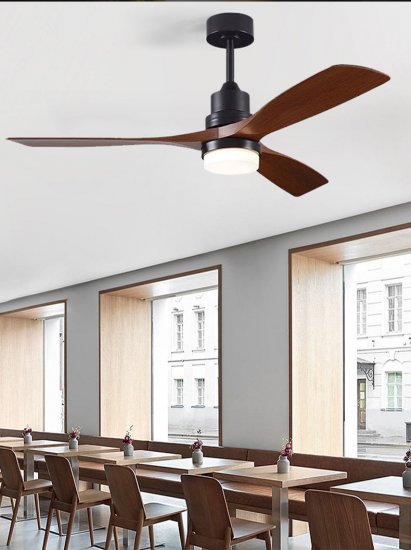 42 52 Inch Modern Indoor Decorative Lighting Solid Wood Blade Remote Control Led Ceiling Fan With Light