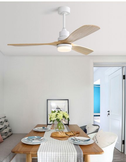 42 52 Inch Modern Indoor Decorative Lighting Solid Wood Blade Remote Control Led Ceiling Fan With Light