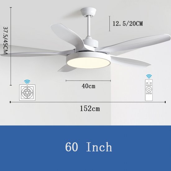 Low Noise 60 Inch ABS Blade Home Decorative Remote Control Mute Bldc Led Ceiling Fan With Light