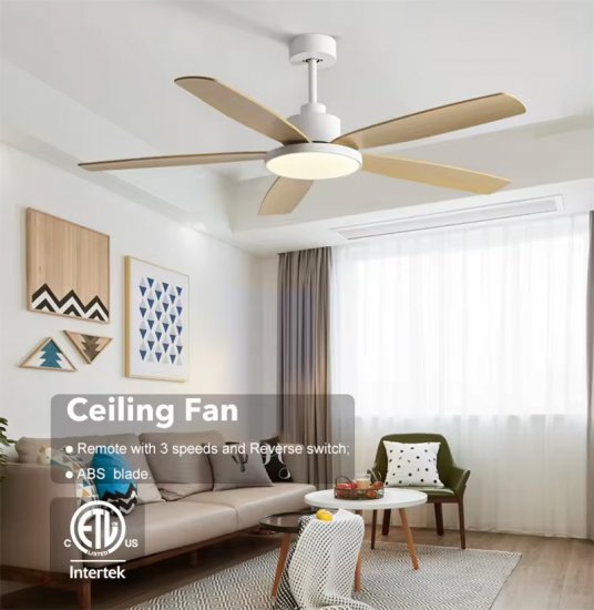 Modern Decorative 72 Inch ABS 5 Blades DC Remote Control Led Ceiling Fan With Light