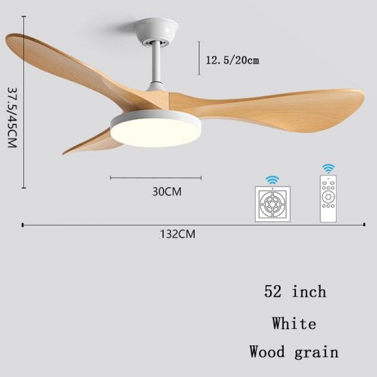 Luxury Natural Wooden Ceiling Fan 42'' 52''Home Decorative Pendant Fan With Lamp Reversible Motor Suitable for Summer and Winter