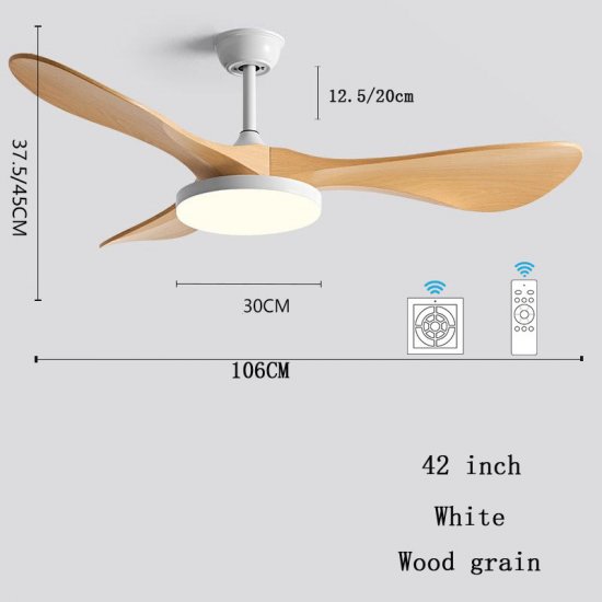 Luxury Natural Wooden Ceiling Fan 42'' 52''Home Decorative Pendant Fan With Lamp Reversible Motor Suitable for Summer and Winter