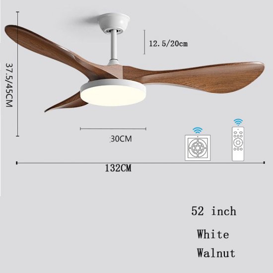 Luxury Natural Wooden Ceiling Fan 42'' 52''Home Decorative Pendant Fan With Lamp Reversible Motor Suitable for Summer and Winter