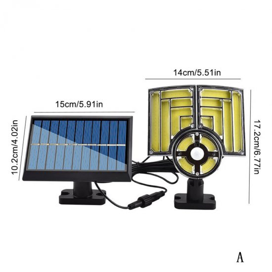 New Solar Wall Lamp Safety Outdoor Human Body Sensing 112LED Split Three Head Garden Lamp Storage Roadside Lighting