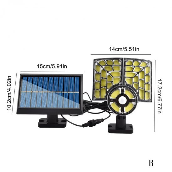 New Solar Wall Lamp Safety Outdoor Human Body Sensing 112LED Split Three Head Garden Lamp Storage Roadside Lighting