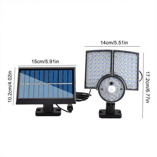 New Solar Wall Lamp Safety Outdoor Human Body Sensing 112LED Split Three Head Garden Lamp Storage Roadside Lighting