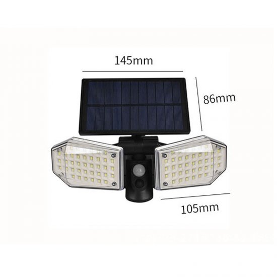 outdoor solar double head solar light human body motion sensor spotlight waterproof outdoor adjustable angle garden wall ligh