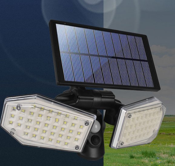 outdoor solar double head solar light human body motion sensor spotlight waterproof outdoor adjustable angle garden wall ligh