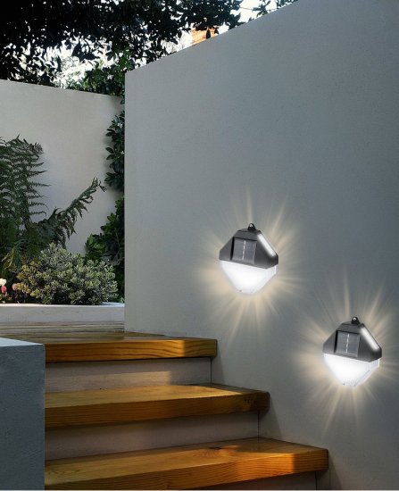 Solar wall lamp household wiring-free waterproof step lamp villa wall stair fence decorative garden lamp