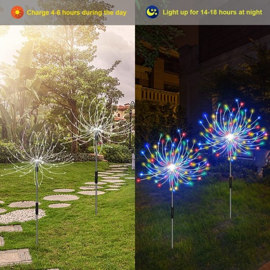 NEW 120LEDs Solar Fireworks Lights Outdoor Waterproof Solar Garden Lights 8 Lighting Modes Lawn lights garden decoration