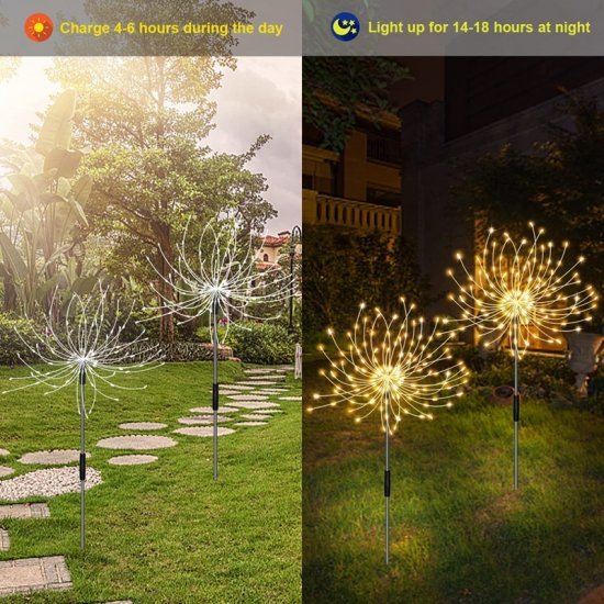 NEW 120LEDs Solar Fireworks Lights Outdoor Waterproof Solar Garden Lights 8 Lighting Modes Lawn lights garden decoration