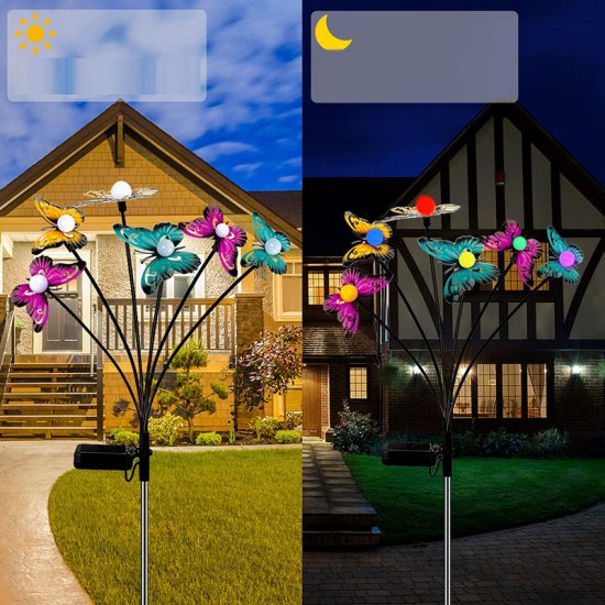 Solar LED Lawn Light Firefly Butterfly Light 6 Warm Lights Outdoor Waterproof Festival Celebration Vibrant Garden Lights