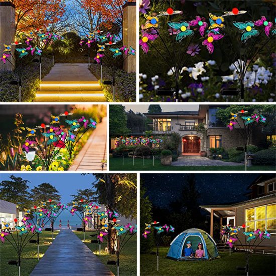 Solar LED Lawn Light Firefly Butterfly Light 6 Warm Lights Outdoor Waterproof Festival Celebration Vibrant Garden Lights