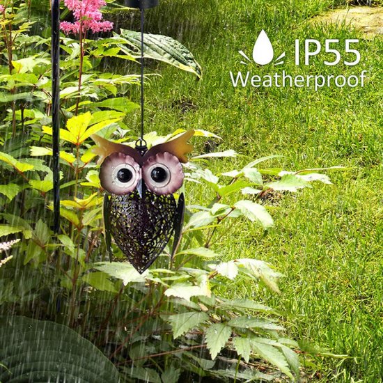 Iron hollow solar owl lamp outdoor courtyard iron hollow chandelier