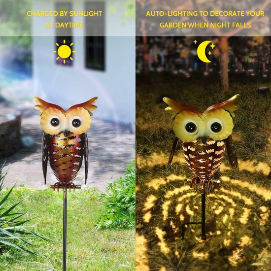 Iron hollow solar owl lamp outdoor courtyard iron hollow chandelier