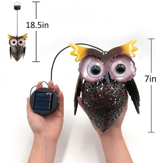 Iron hollow solar owl lamp outdoor courtyard iron hollow chandelier