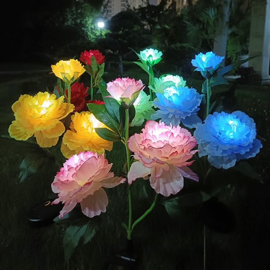 LED Solar Simulation Peony Flower Solar LED Light Garden Yard Lawn Night Lamp Landscape Garden Home Christmas Decoration